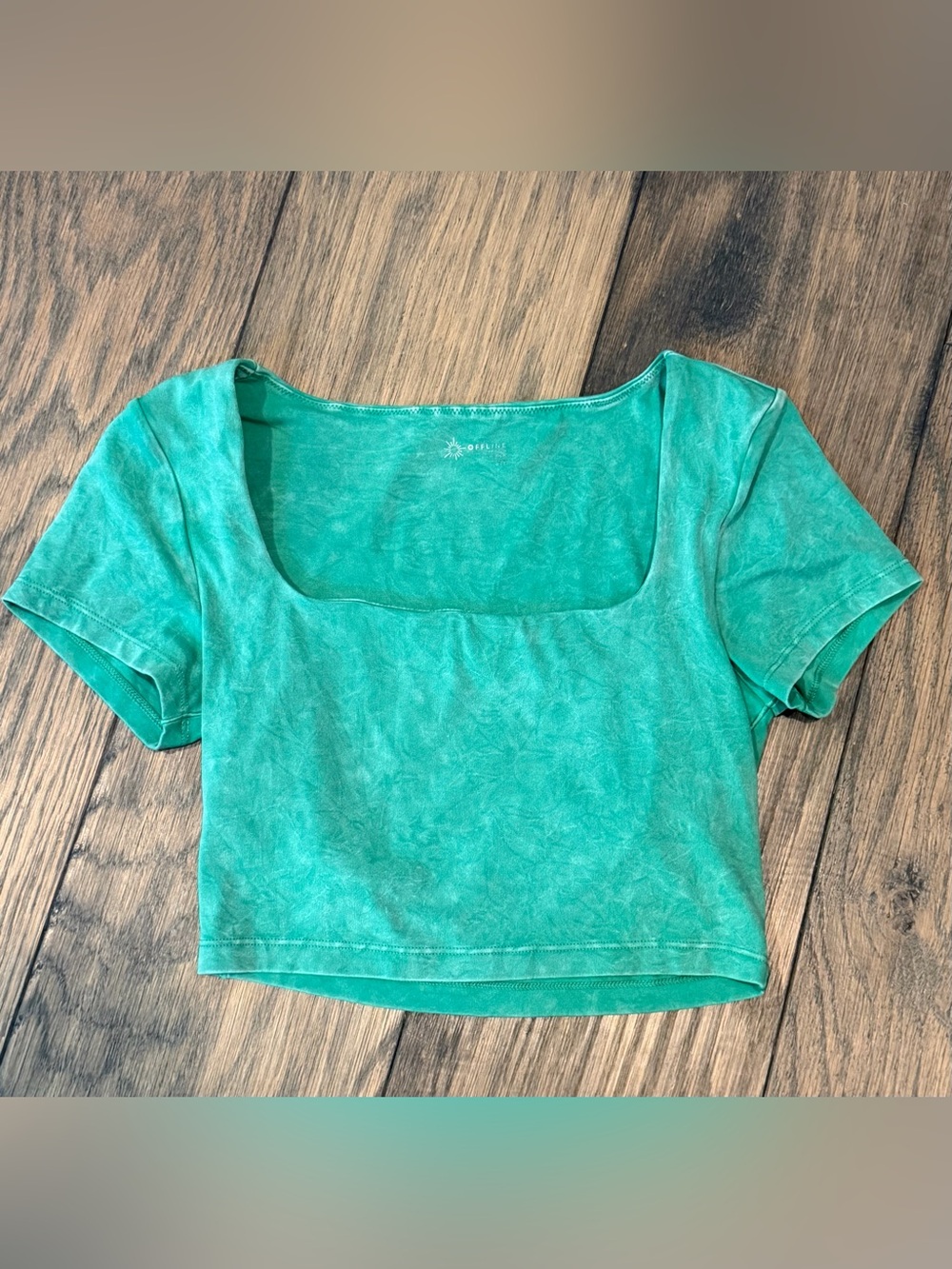 Offline by Aerie Real Me Square Neck Crop Top in Teal / Green sz Small